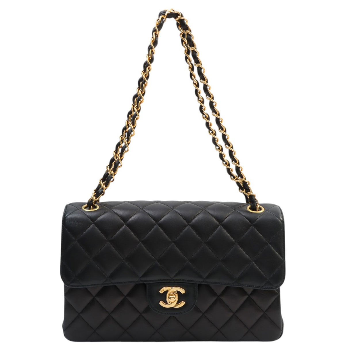 Circa 1997 W-Face CC Turnlock Chain Shoulder Bag, Black