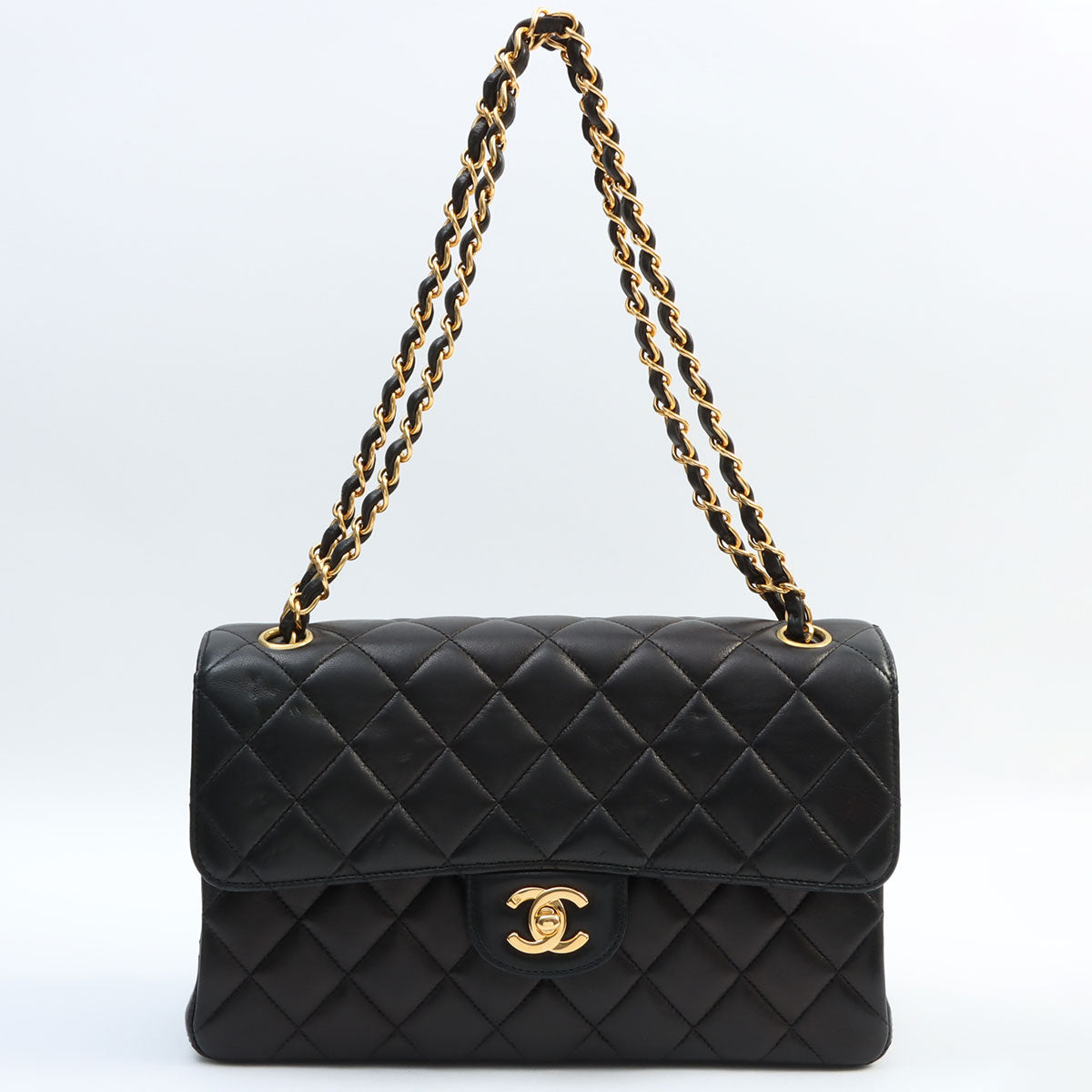 Circa 1997 W-Face CC Turnlock Chain Shoulder Bag, Black