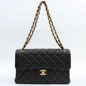 Circa 1997 W-Face CC Turnlock Chain Shoulder Bag, Black