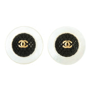 Round CC Mark Bicolor Earrings White/Black