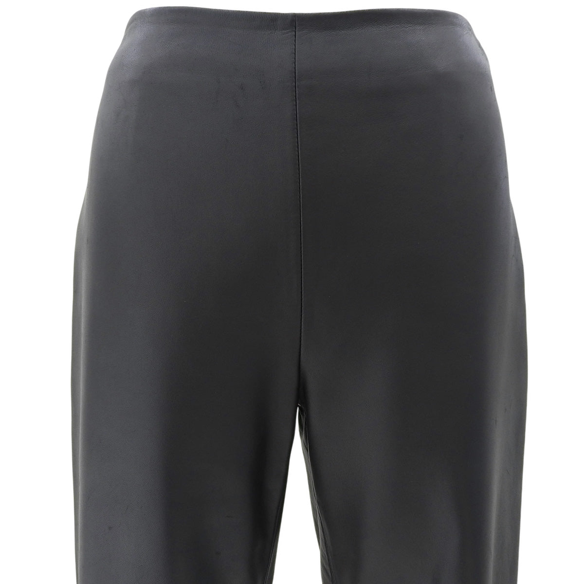 Leather Logo Zip Long Pants #36 Black