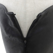 Leather Logo Zip Long Pants #36 Black