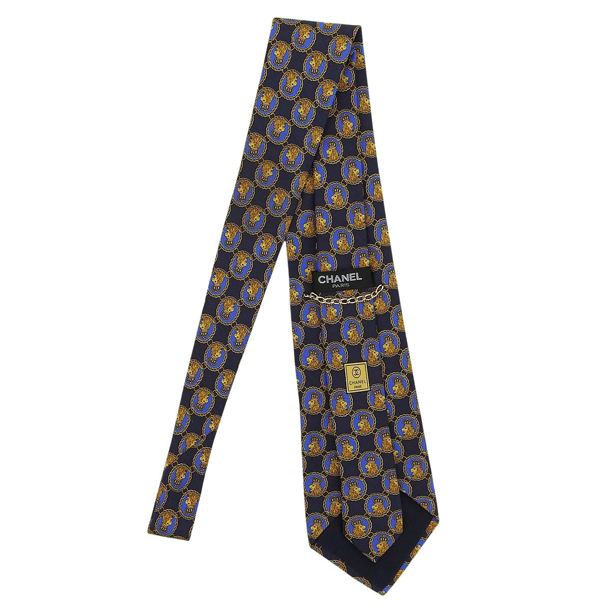 Lion Design Pattern Scarf Navy/Yellow