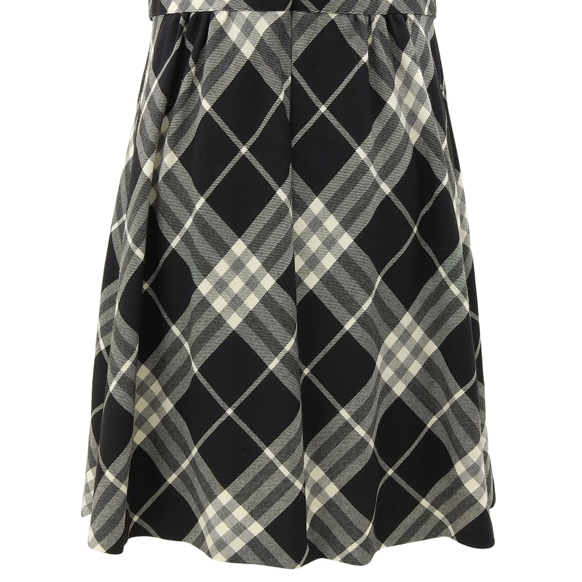 Checked Pattern Logo Button Sleeveless Dress #38 Black/White