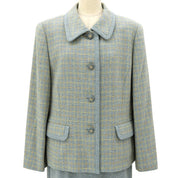 Wool Cashmere Check Pattern Set-up #15 Light Blue/Yellow/Orange