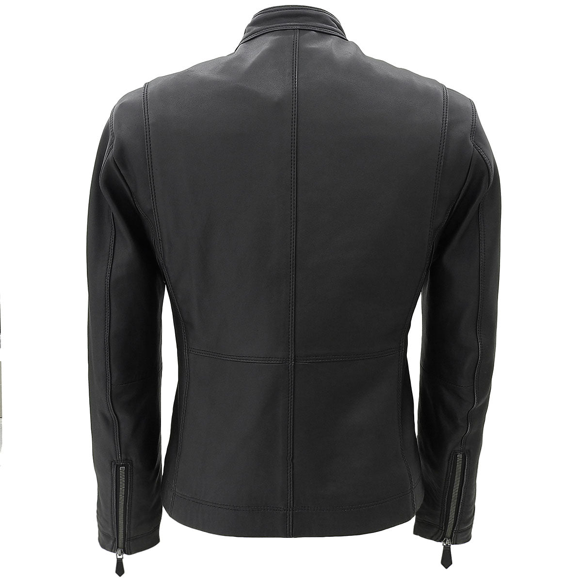 Leather Check Lining Single Rider's Jacket #S Black