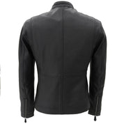 Leather Check Lining Single Rider's Jacket #S Black