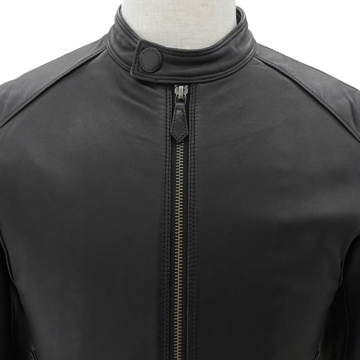 Leather Check Lining Single Rider's Jacket #S Black