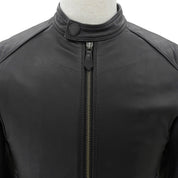 Leather Check Lining Single Rider's Jacket #S Black