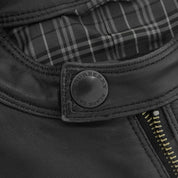 Leather Check Lining Single Rider's Jacket #S Black