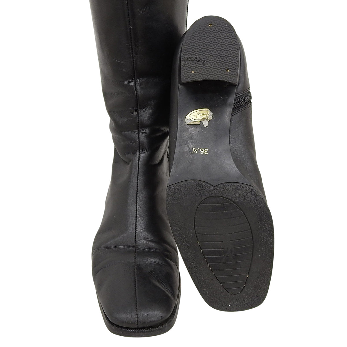 Side Logo Embossed Long Boots #36.5 Black