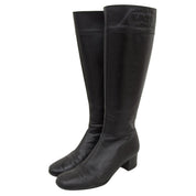 Side Logo Embossed Long Boots #36.5 Black