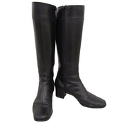 Side Logo Embossed Long Boots #36.5 Black