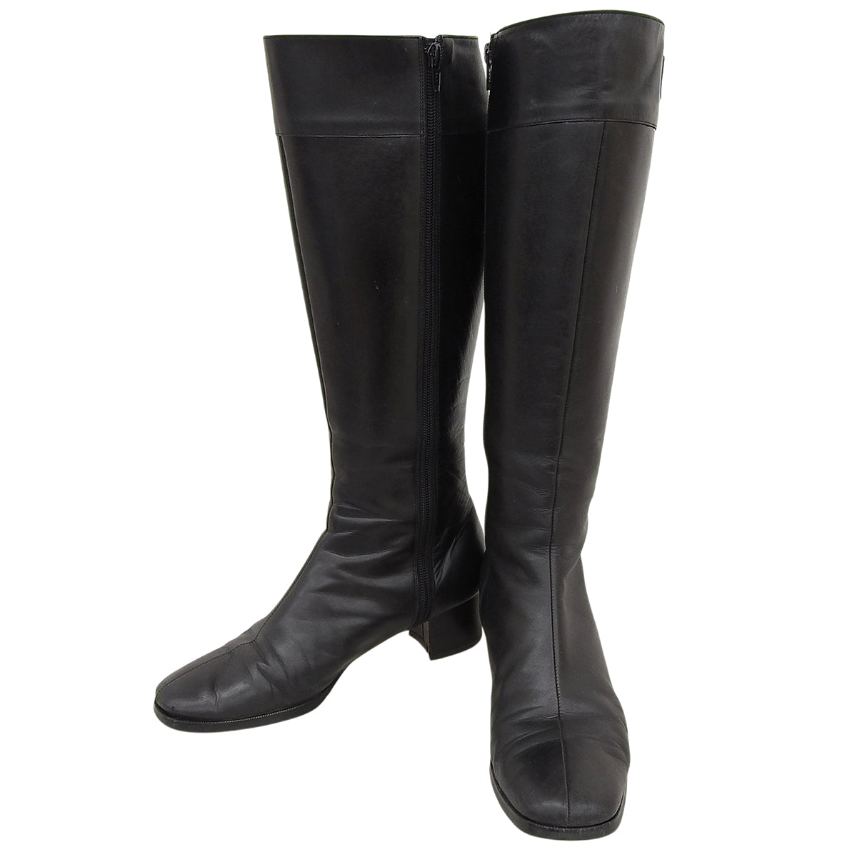 Side Logo Embossed Long Boots #36.5 Black