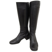 Side Logo Embossed Long Boots #36.5 Black
