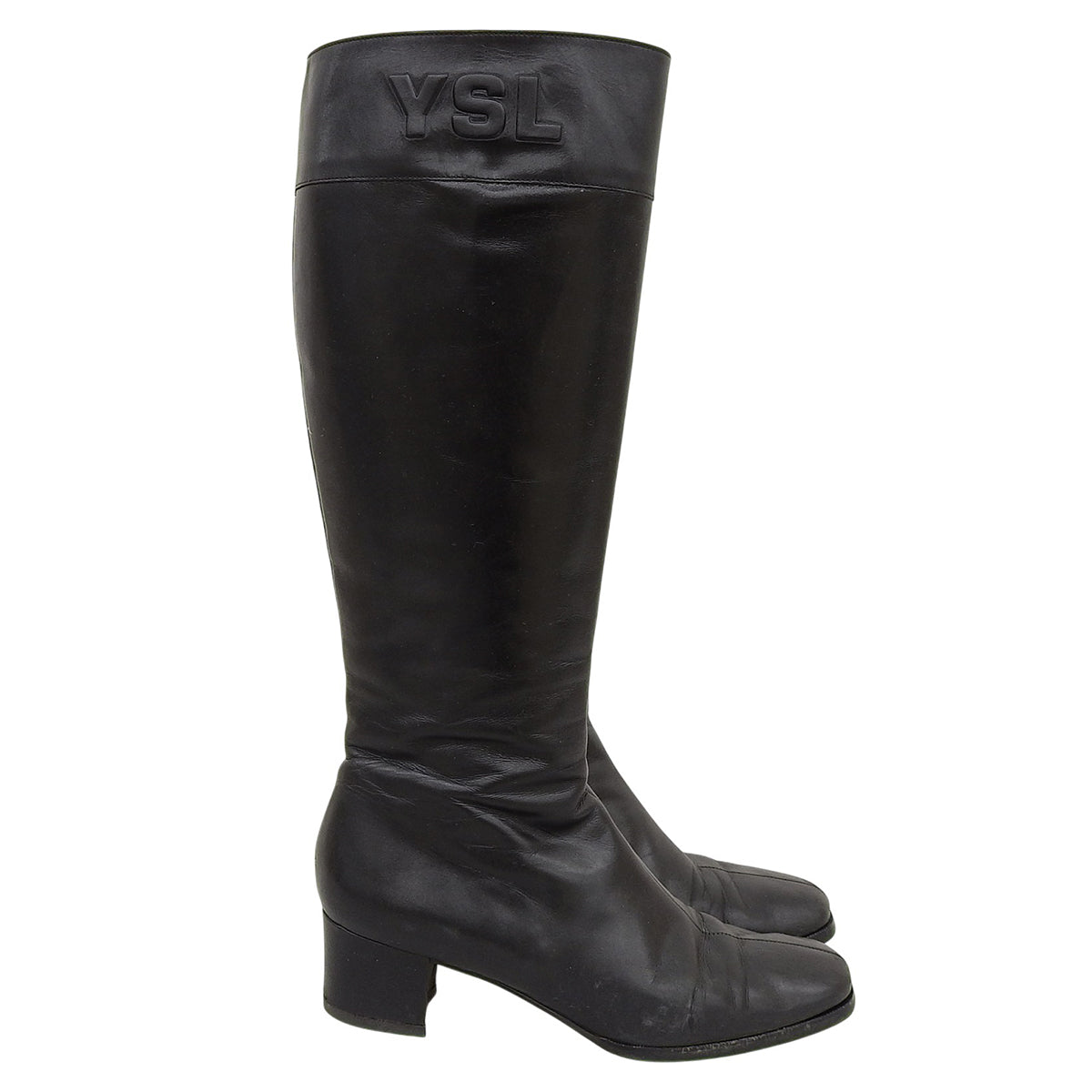 Side Logo Embossed Long Boots #36.5 Black