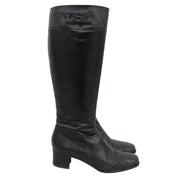 Side Logo Embossed Long Boots #36.5 Black