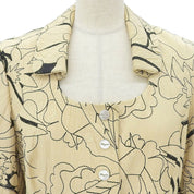 Leather Flower Pattern Jacket #42 Beige