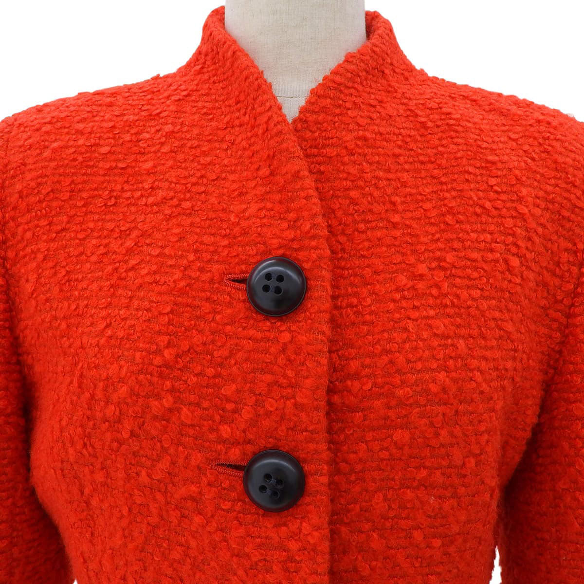 Tweed collarless jacket #9 Red