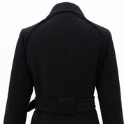 ウールベルテッドロゴボタンロングコート #40 ブラック