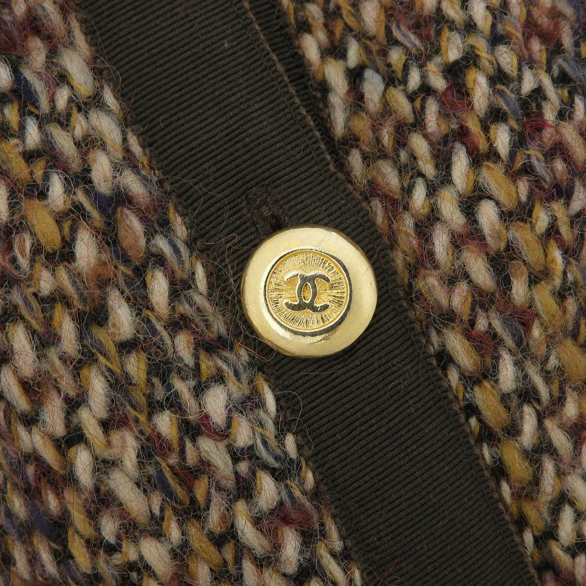 Mohair CC Mark Button Collarless Jacket #34 Brown