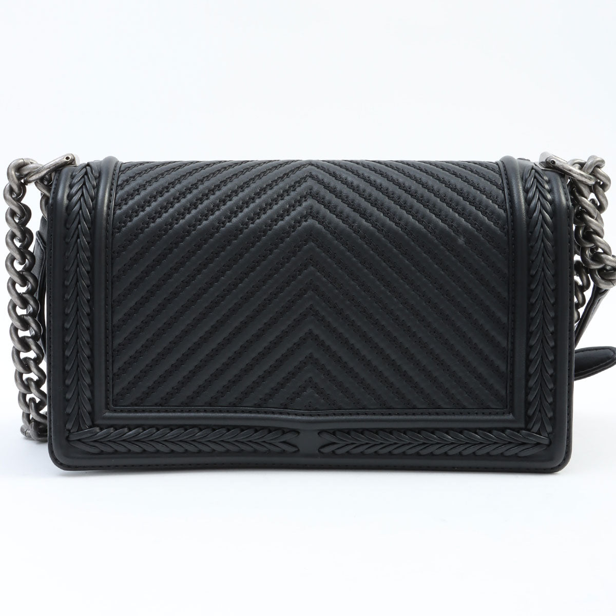 Boy Chanel Chain Shoulder Bag with Chevron Stitching, Black, manufactured around 2016