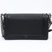 Boy Chanel Chain Shoulder Bag with Chevron Stitching, Black, manufactured around 2016