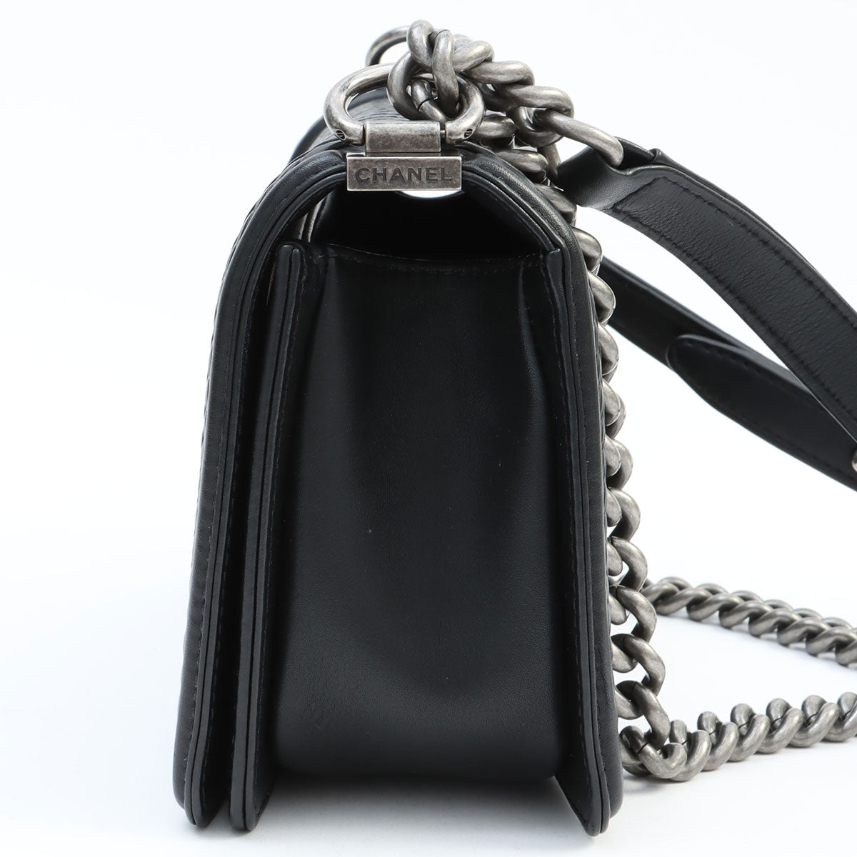 Boy Chanel Chain Shoulder Bag with Chevron Stitching, Black, manufactured around 2016