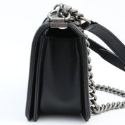 Boy Chanel Chain Shoulder Bag with Chevron Stitching, Black, manufactured around 2016
