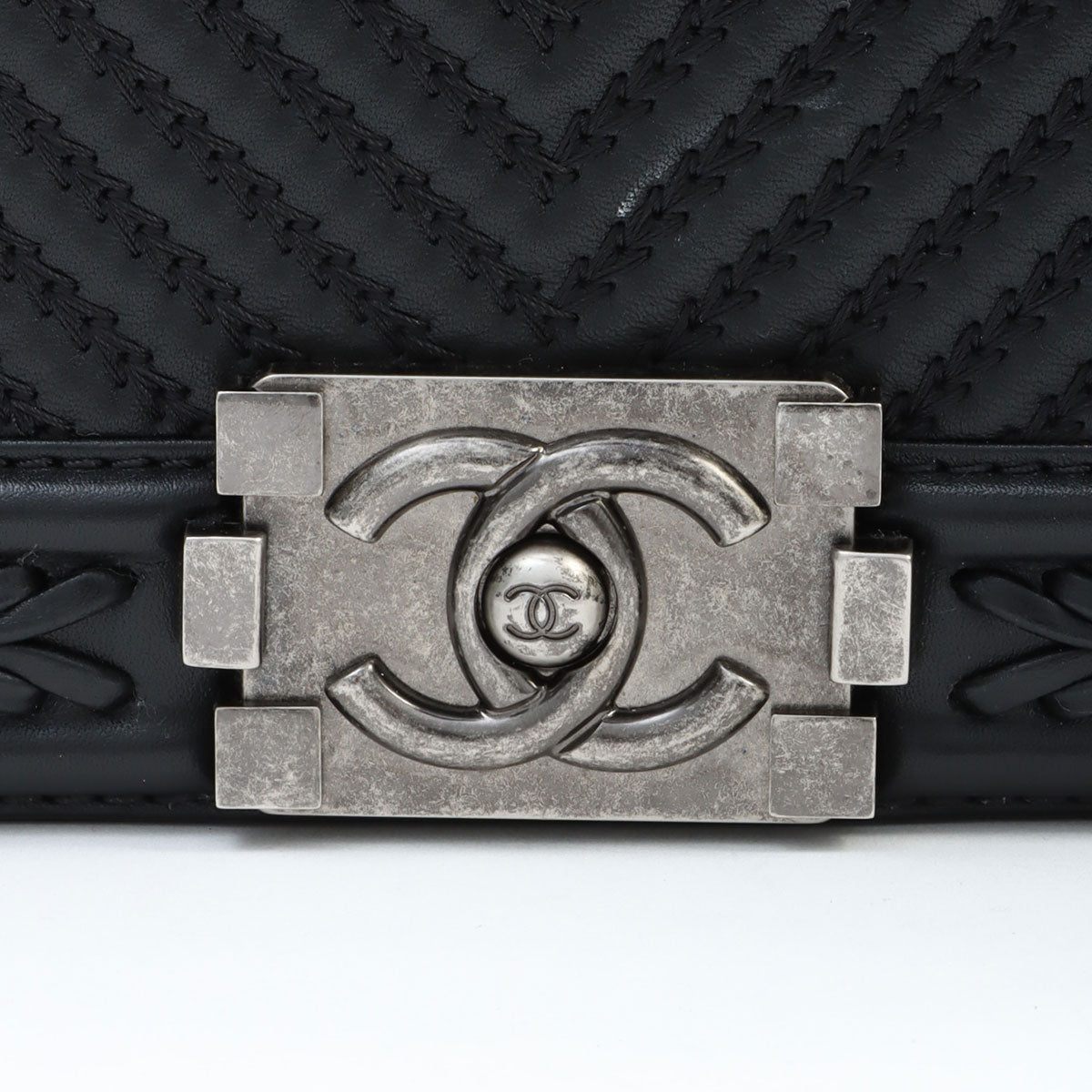 Boy Chanel Chain Shoulder Bag with Chevron Stitching, Black, manufactured around 2016
