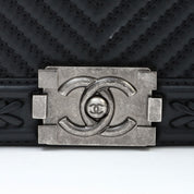 Boy Chanel Chain Shoulder Bag with Chevron Stitching, Black, manufactured around 2016