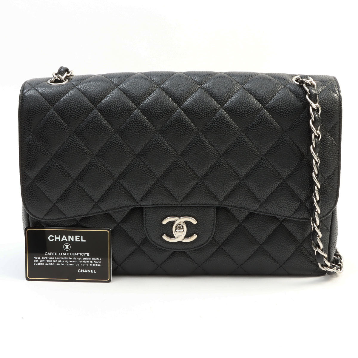 2013-era Caviar Skin Classic Flap Chain Bag 30cm Black