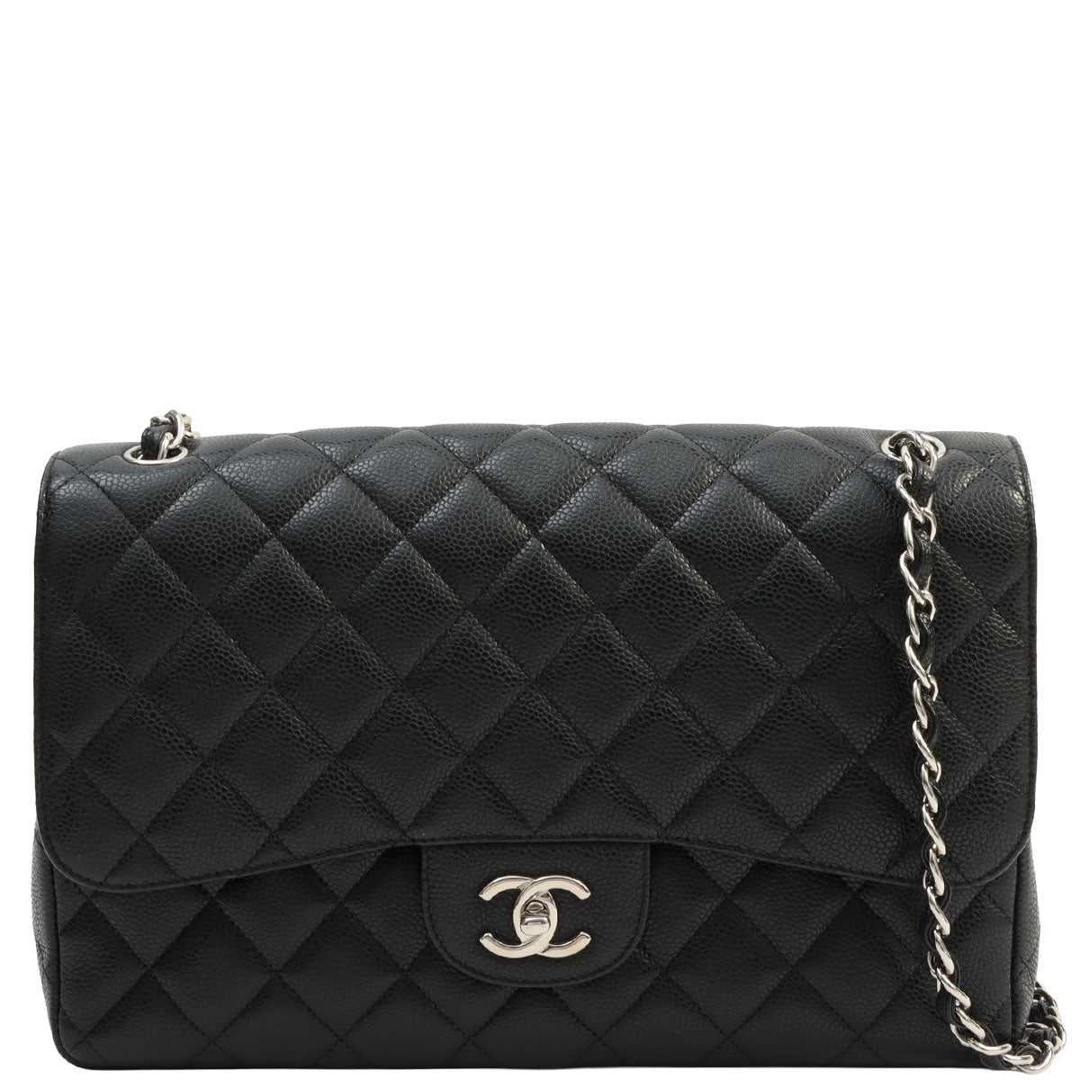 2013-era Caviar Skin Classic Flap Chain Bag 30cm Black