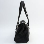 Studded Logo Plate Shoulder Bag Black