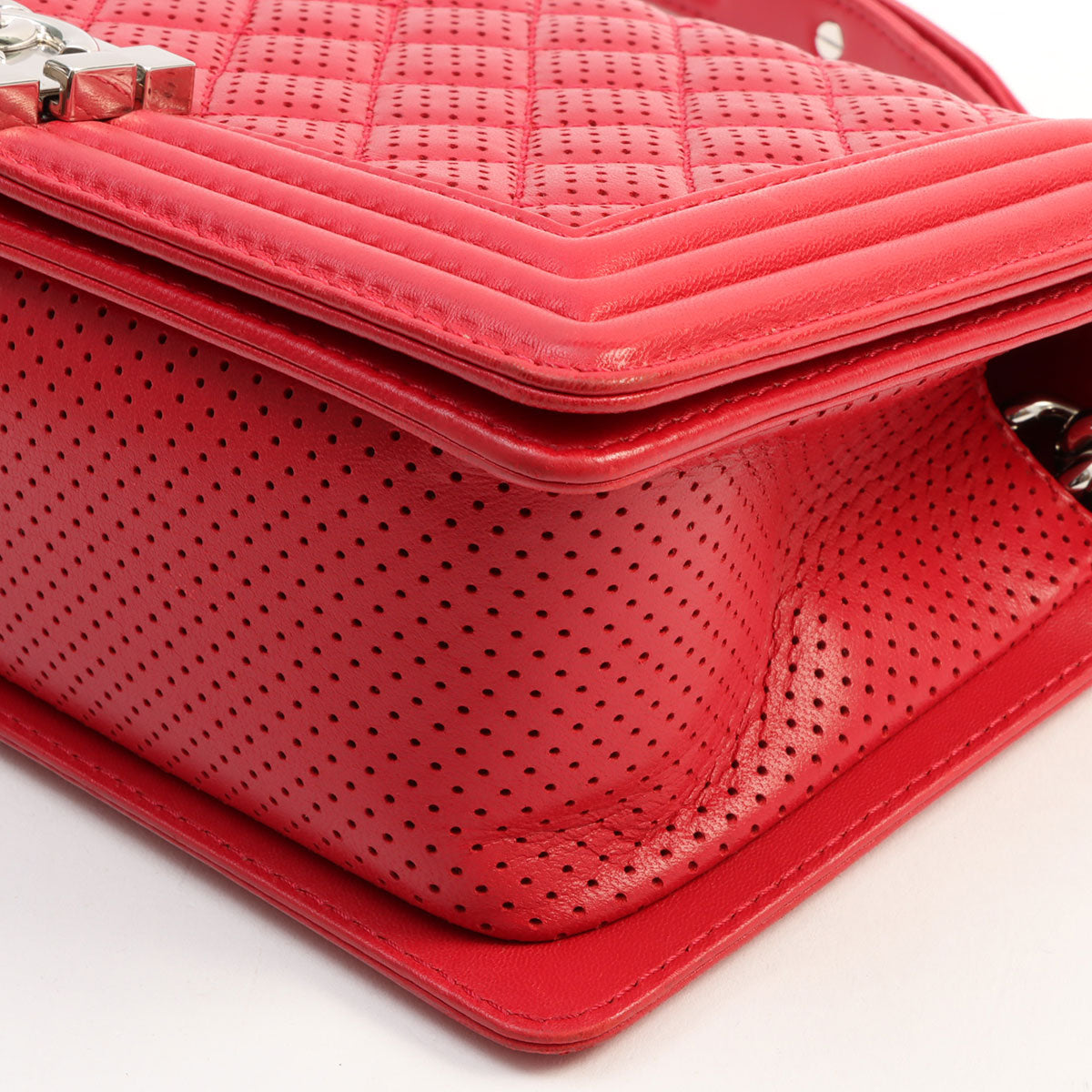 Chanel Perforated Boy Chain Shoulder Bag, Red, circa 2014