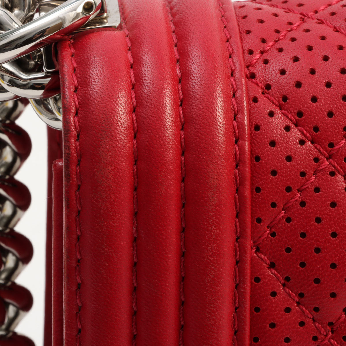 Chanel Perforated Boy Chain Shoulder Bag, Red, circa 2014