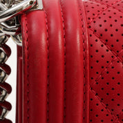 Chanel Perforated Boy Chain Shoulder Bag, Red, circa 2014