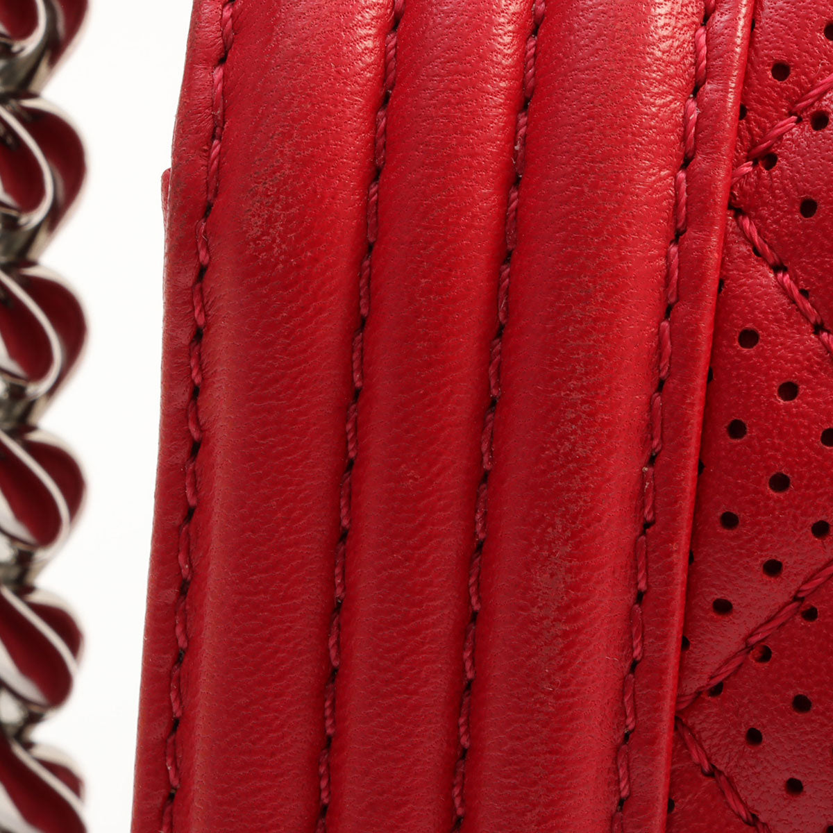 Chanel Perforated Boy Chain Shoulder Bag, Red, circa 2014