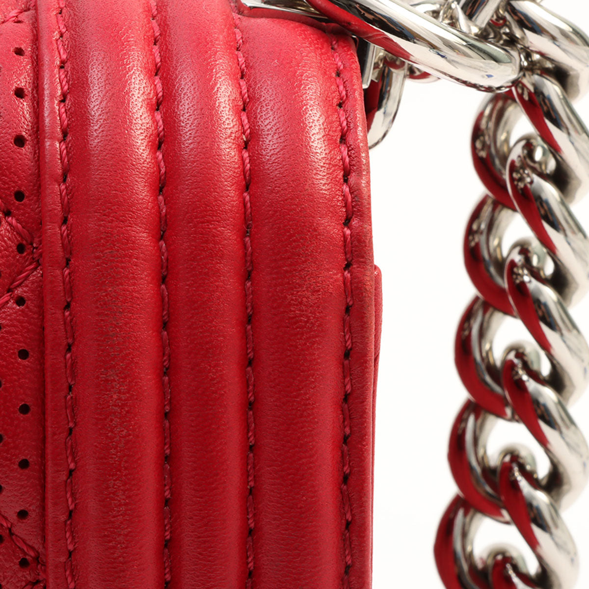 Chanel Perforated Boy Chain Shoulder Bag, Red, circa 2014