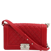 Chanel Perforated Boy Chain Shoulder Bag, Red, circa 2014