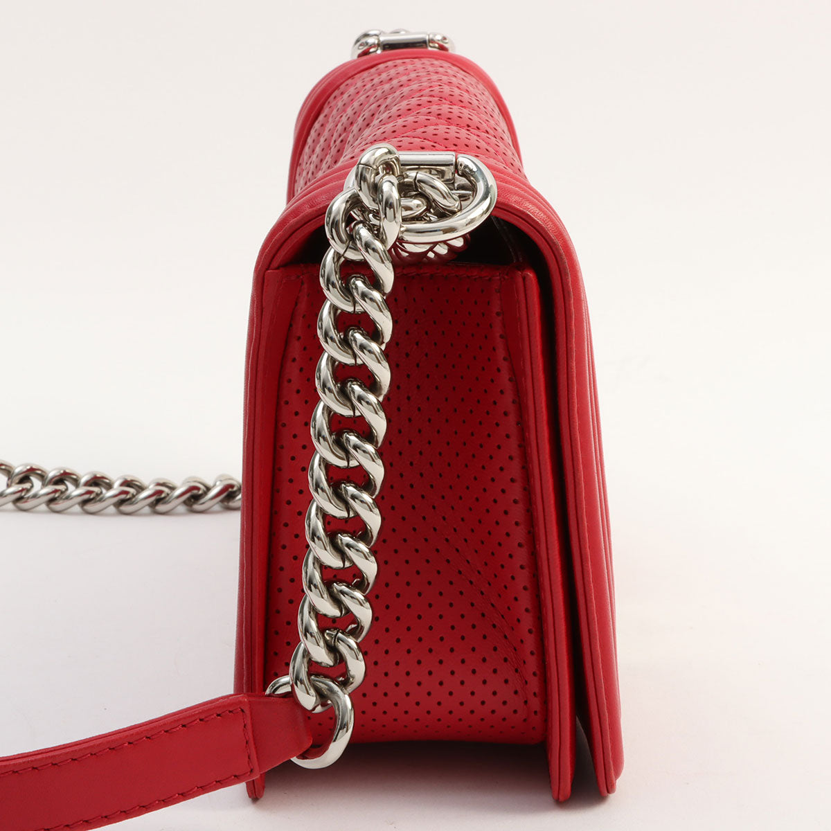 Chanel Perforated Boy Chain Shoulder Bag, Red, circa 2014