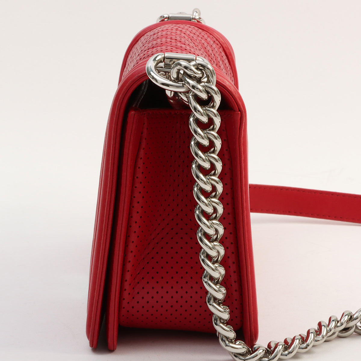 Chanel Perforated Boy Chain Shoulder Bag, Red, circa 2014