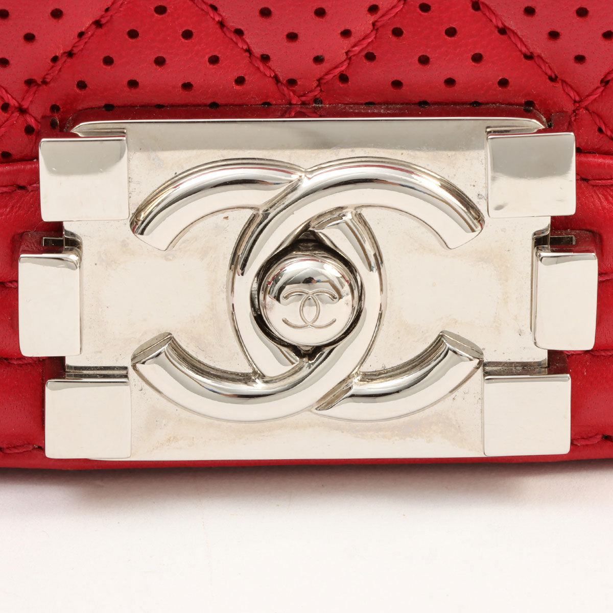 Chanel Perforated Boy Chain Shoulder Bag, Red, circa 2014