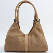 Jackie Punching Leather One-Shoulder Bag Beige