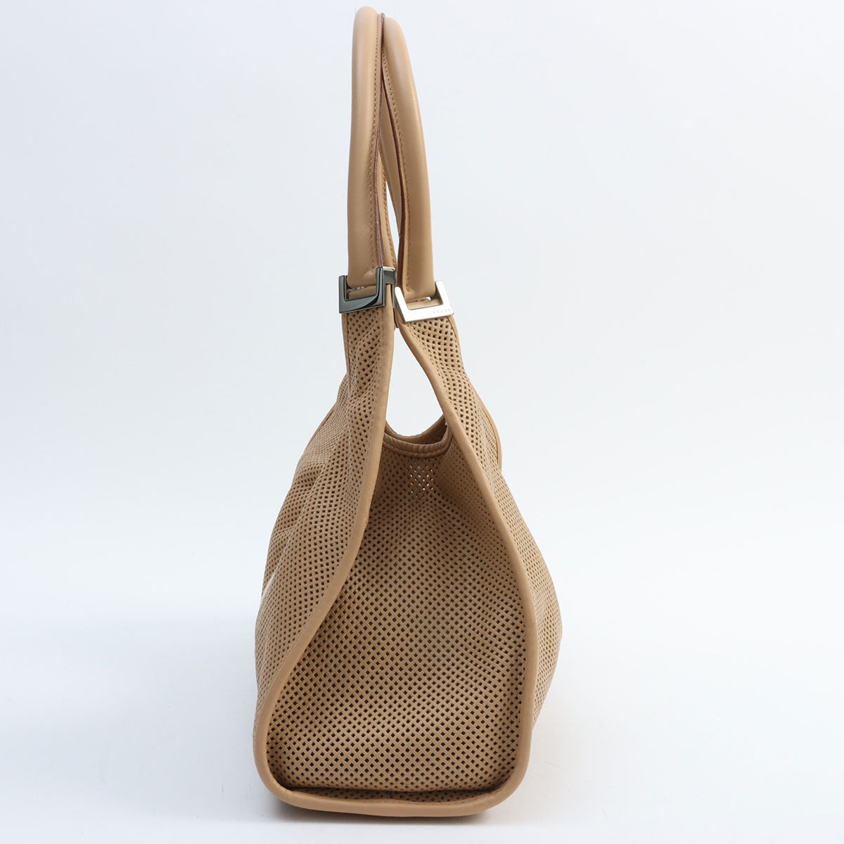 Jackie Punching Leather One-Shoulder Bag Beige