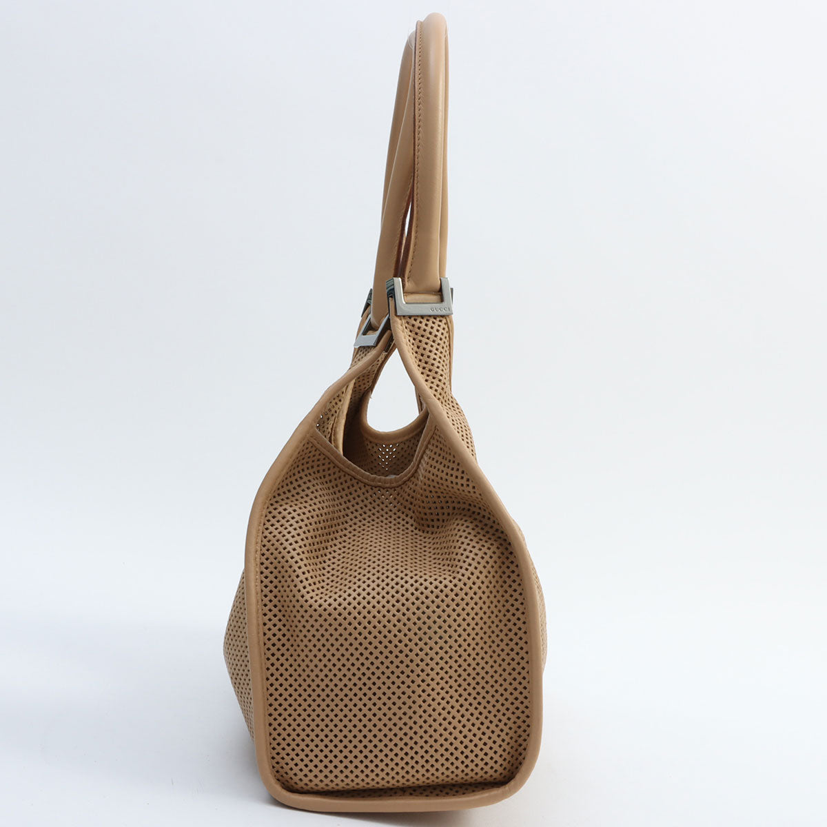 Jackie Punching Leather One-Shoulder Bag Beige