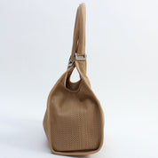 Jackie Punching Leather One-Shoulder Bag Beige