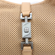 Jackie Punching Leather One-Shoulder Bag Beige
