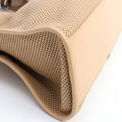 Jackie Punching Leather One-Shoulder Bag Beige
