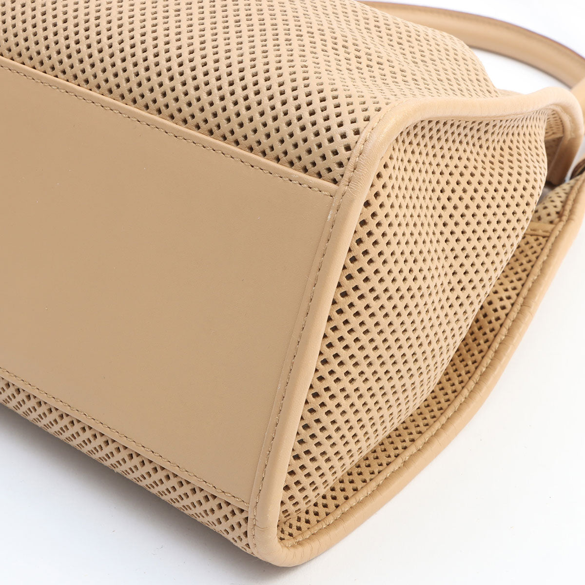 Jackie Punching Leather One-Shoulder Bag Beige